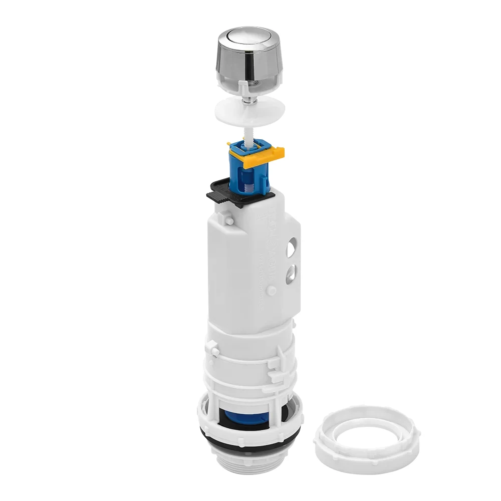 Descargador de cisterna wc universal con pulsador. Mecanismo de descarga simple interrumpible | Tecnoagua T-281+