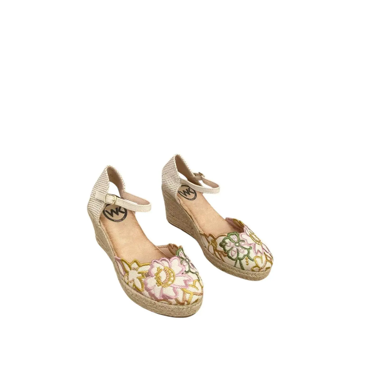 Calzado Estilo. Sandalias de esparto con detalles de tropical para mujer, modelos frescos y modernos para la temporada, con plataforma cómoda