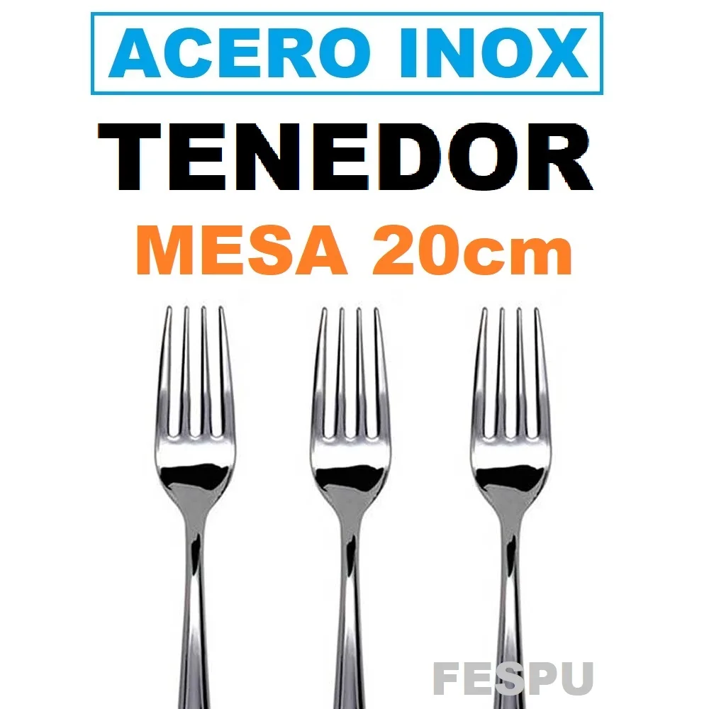 tenedor de mesa,tenedor acero inoxidable,pack 3 tenedores de mesa 20cm X 2.65cm,acero inox 18/0,gerimport,fespu
