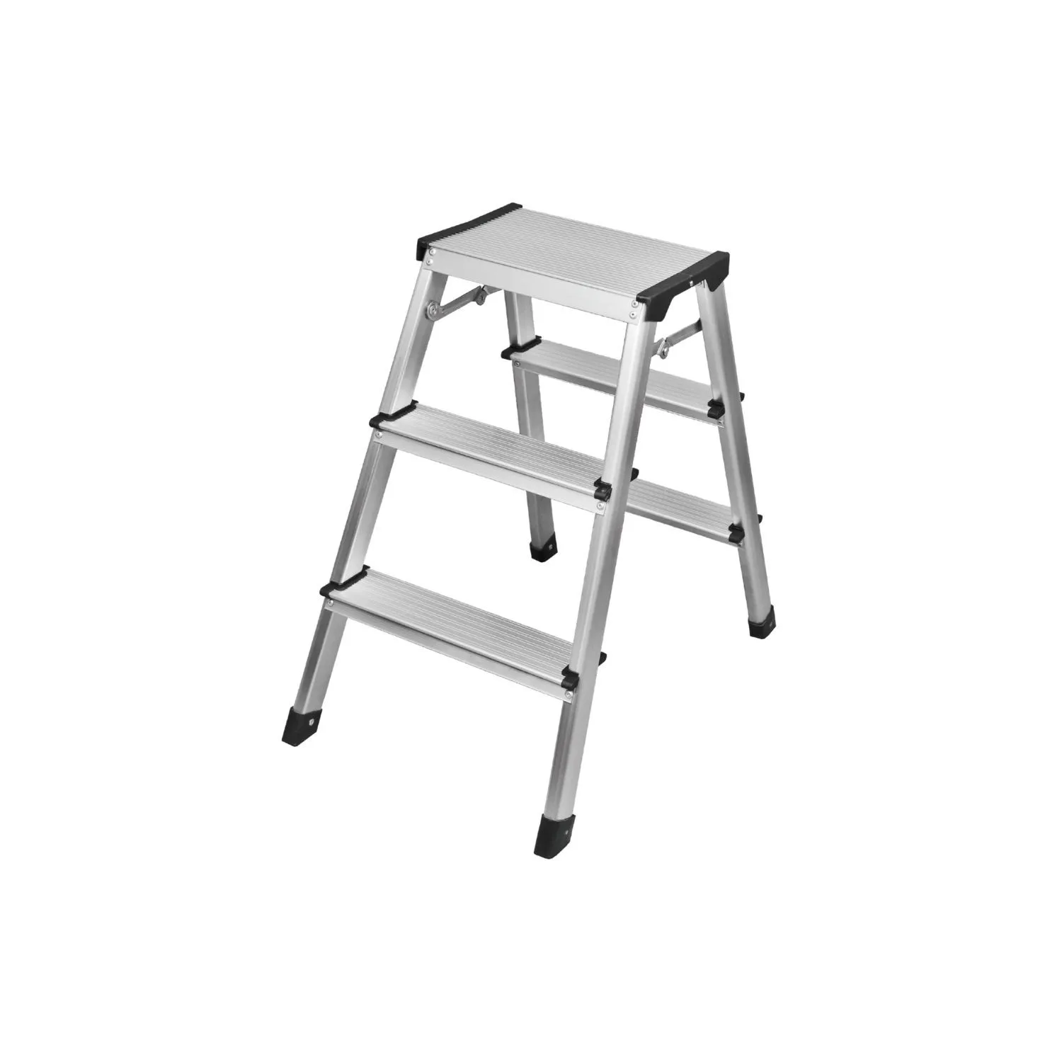 Escalera Plegable de Aluminio 3 Peldaños Plateada 59x39x60cm 7house