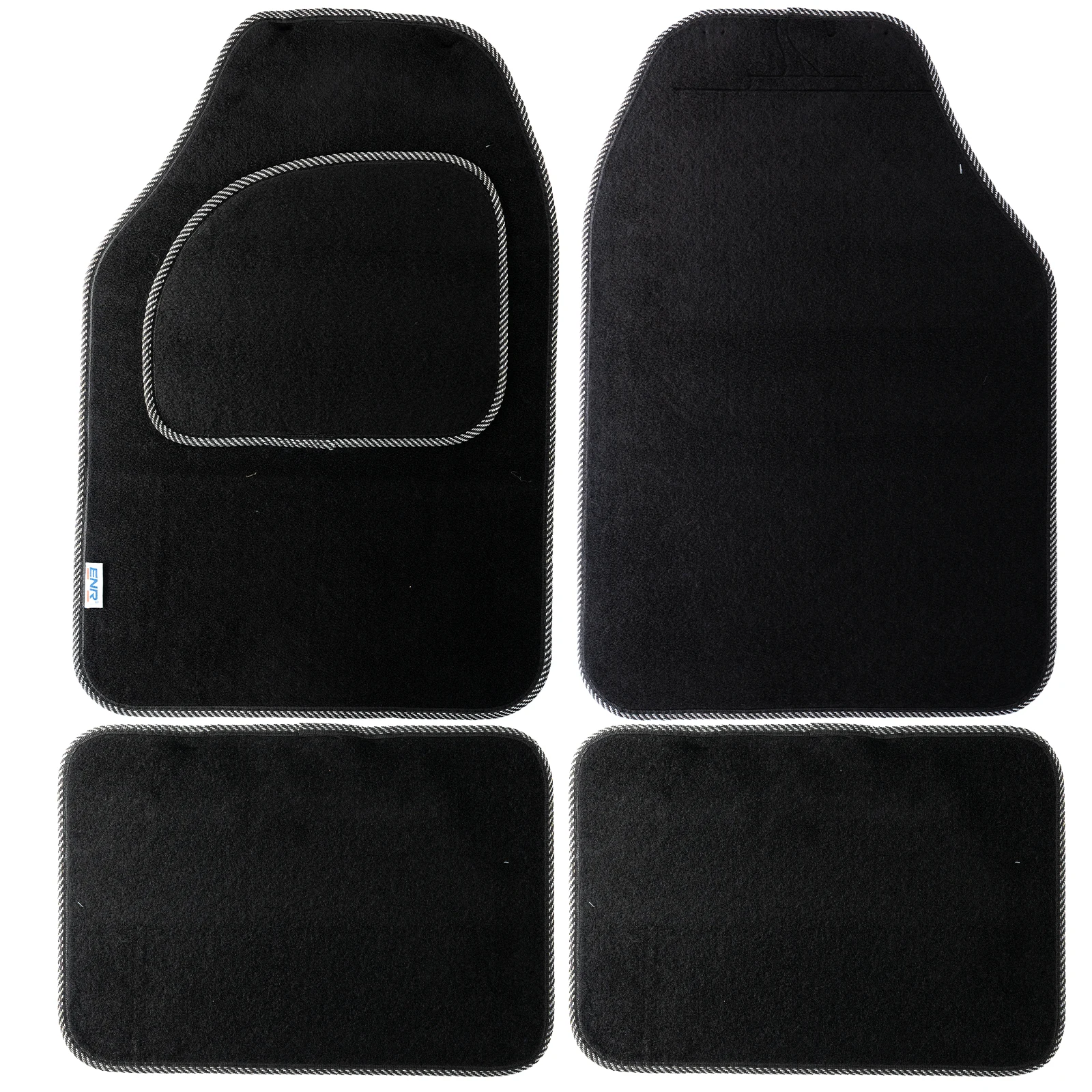 Enerfero Alfombrilla de Coche Caucho Antideslizantes Personalizable 4 Unidades Negro