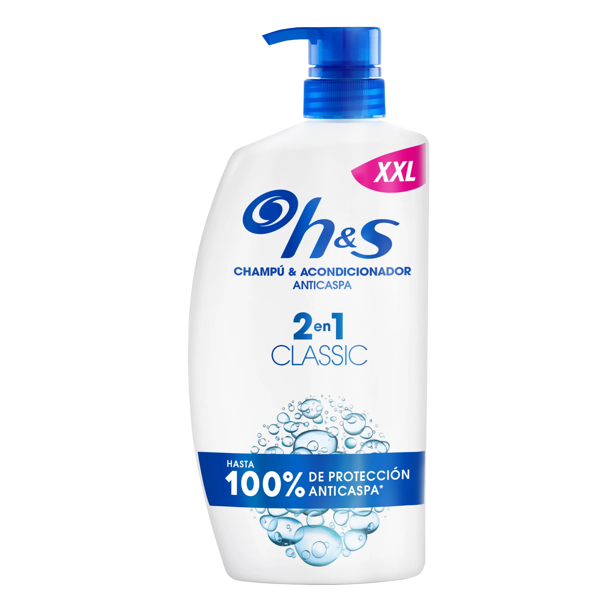 H & S Classic 2-in-1 dandruff shampoo and conditioner, with dispenser. Up to 100% of anti-dandruff protection. For all types of hair and scalp. Daily use. 800ml deep cleaning