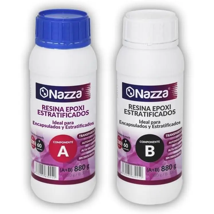 Resina Epoxi para Estratificados y Reparaciones Nazza (A+B) - Usable como Resina Epoxi para Madera, para Fibra de Vidrio O Carbono, por su Elevada Viscosidad, Adhesión y Resistencia Química
