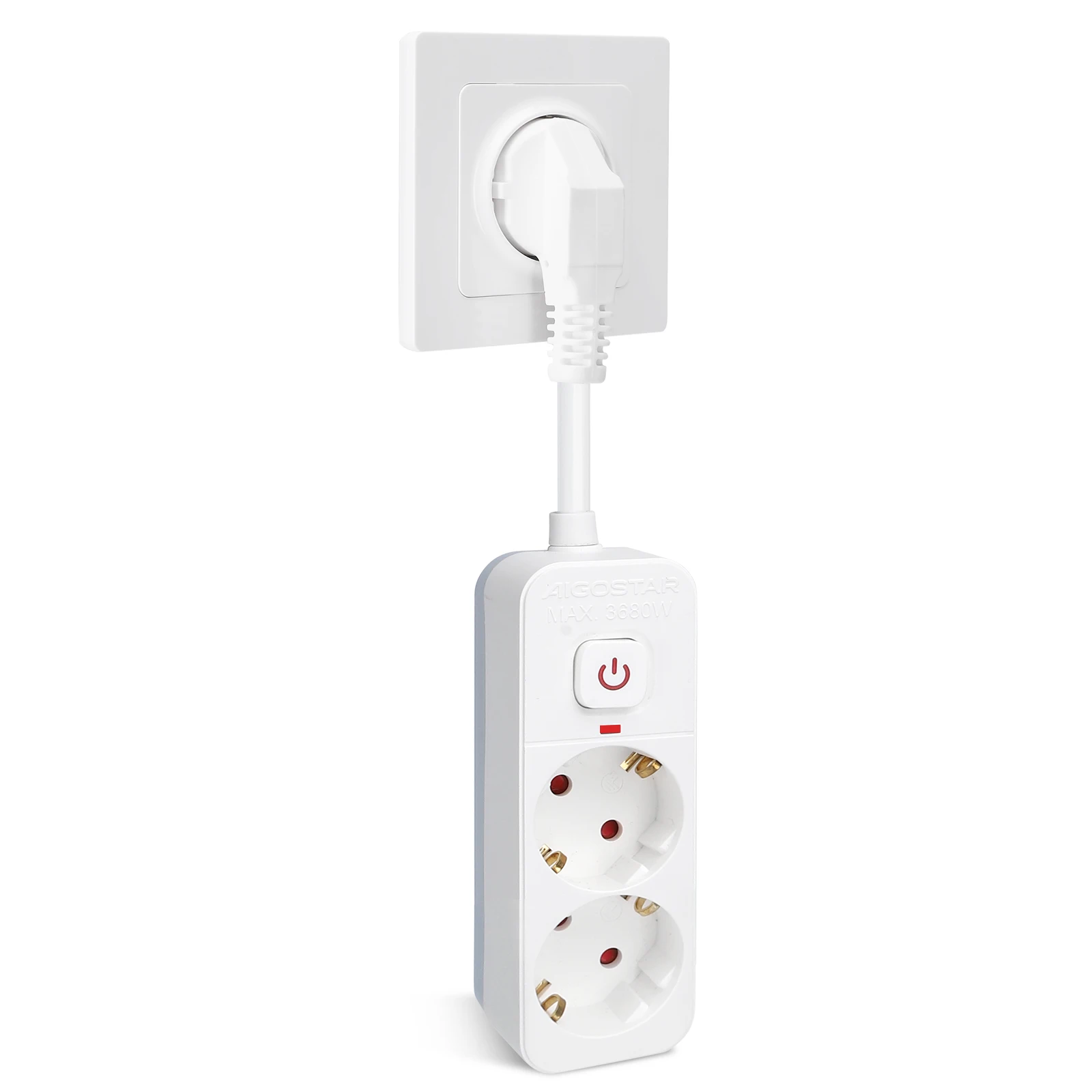 Aigostar Regleta Enchufe, Alargador Enchufe de 2/3/4 Tomas, Enchufe Multiple Regleta con Interruptor, Blanco
