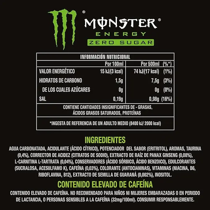 Monster Energy Energy National Green zero sugar drink 24 units