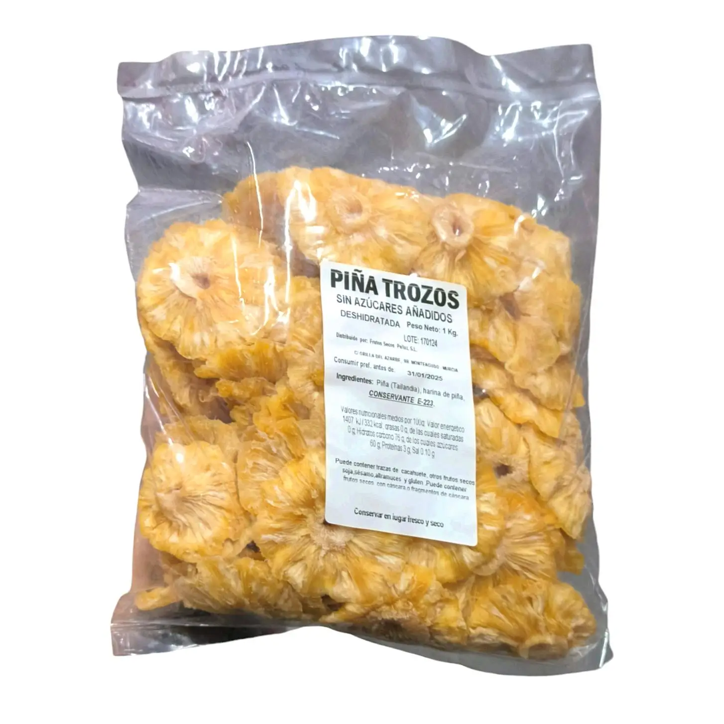 Piña Deshidratada Trozos Sin Azucar añadida 1 Kg - Pelluz