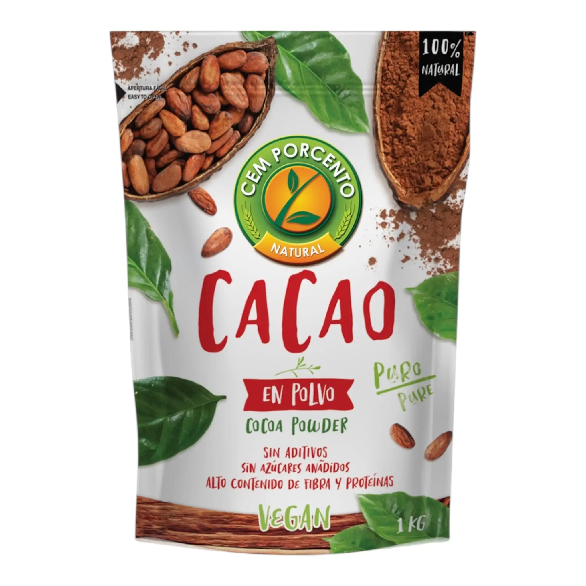 Azala Cacao en Polvo 100% Natural - 1Kg - Cem Porcento cacao