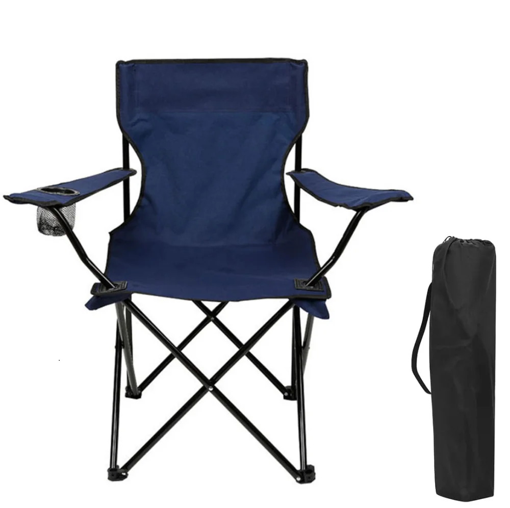 Silla plegable camping silla pesca playa acampada exterior con reposabrazos portavasos de malla blosa lateral resistente 50x50x80c