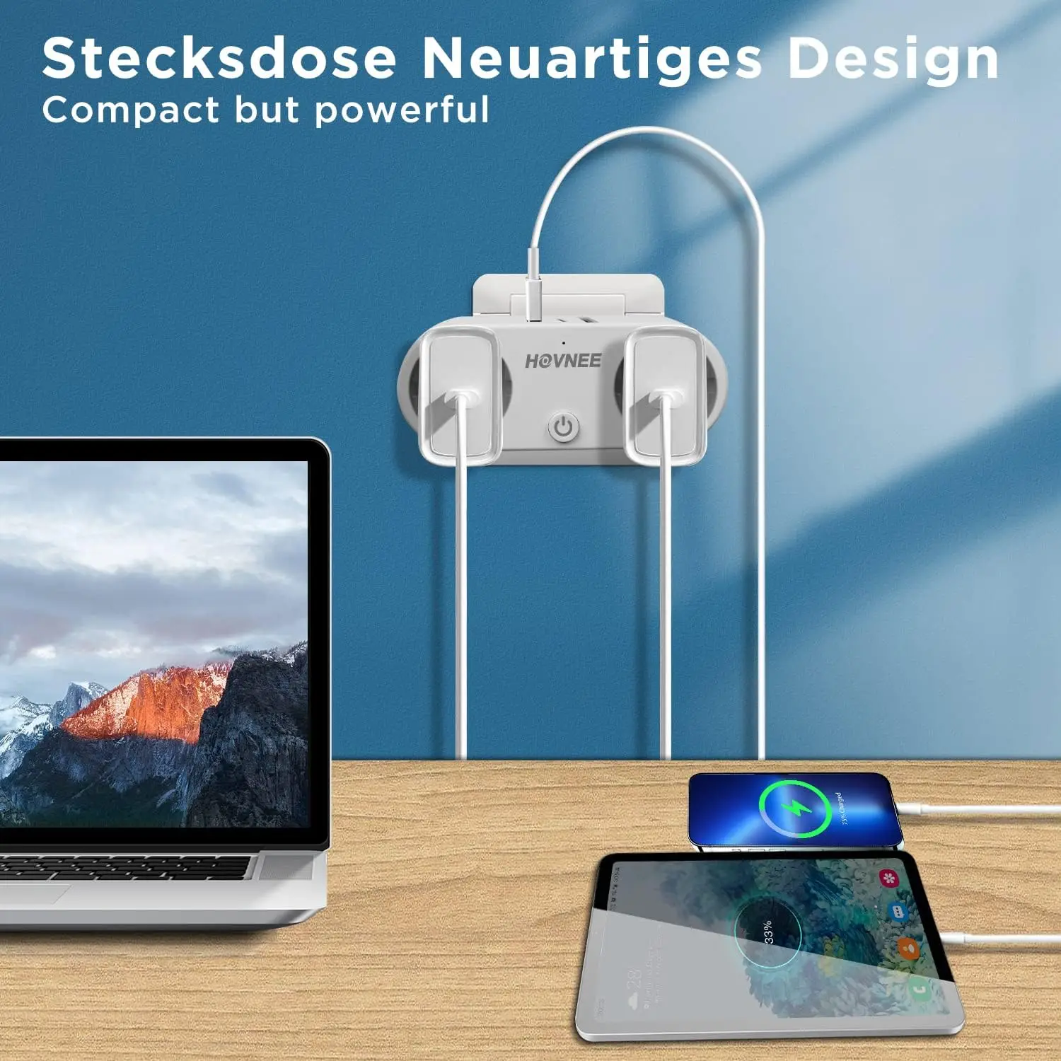 Plug adapter, with usb and usb c, socket thief with usb type c, 5 in 1 multiple usb plug with 3 usb (1 usb-c + 2 usb-a) and 2 schuko sockets, multiple wall plug with switch, suitable for home, office and travel, white