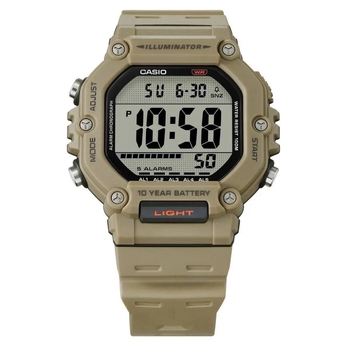 ​ Casio men's sports watch ae-1600h-5av 54.1 × 49.7 × 15.9 mm 10 years battery 100m wr 5 alarms