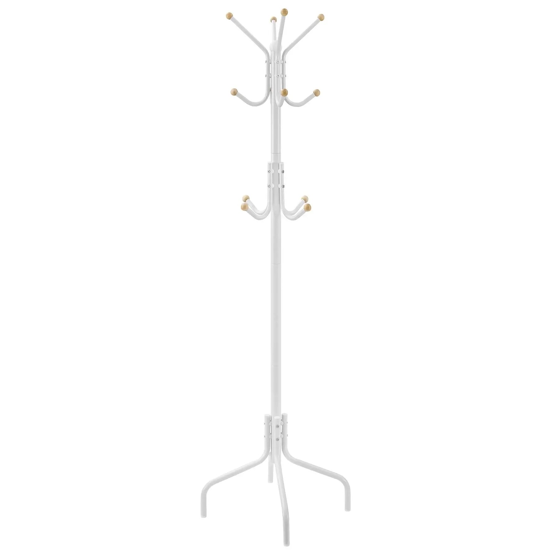 SONGMICS Appendiabiti da Terra, Appendiabiti in Metallo con 12 Ganci, 4 Gambe, per Appendere Cappotti, Cappelli e Borse, per Ingresso, Camera da Letto, Ufficio, Bianco/Marrone/Nero/Rosa Jelly, Regalo