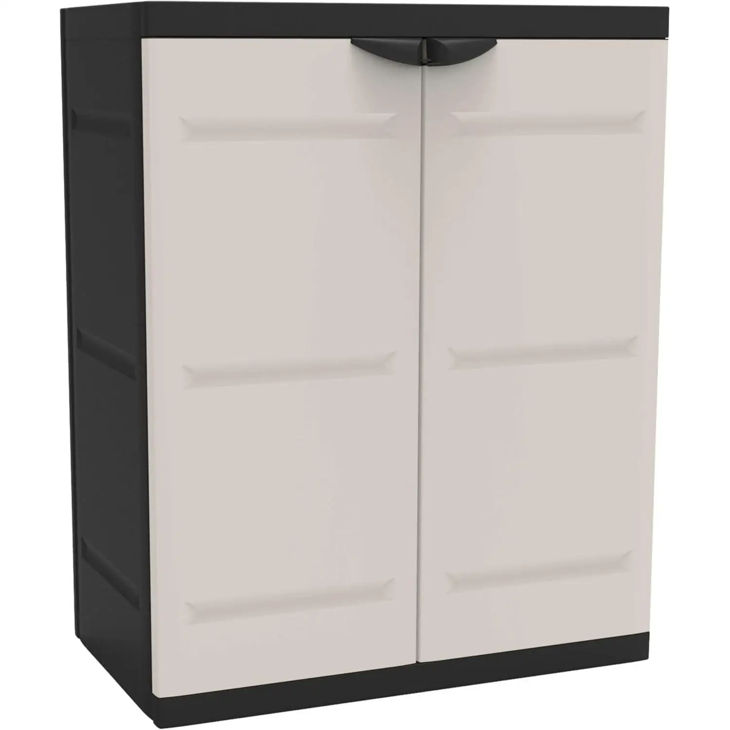 Recamania Armario de plástico multiuso con 2 puertas, color Beige, 70x41x88 cm | 2 baldas regulables en altura
