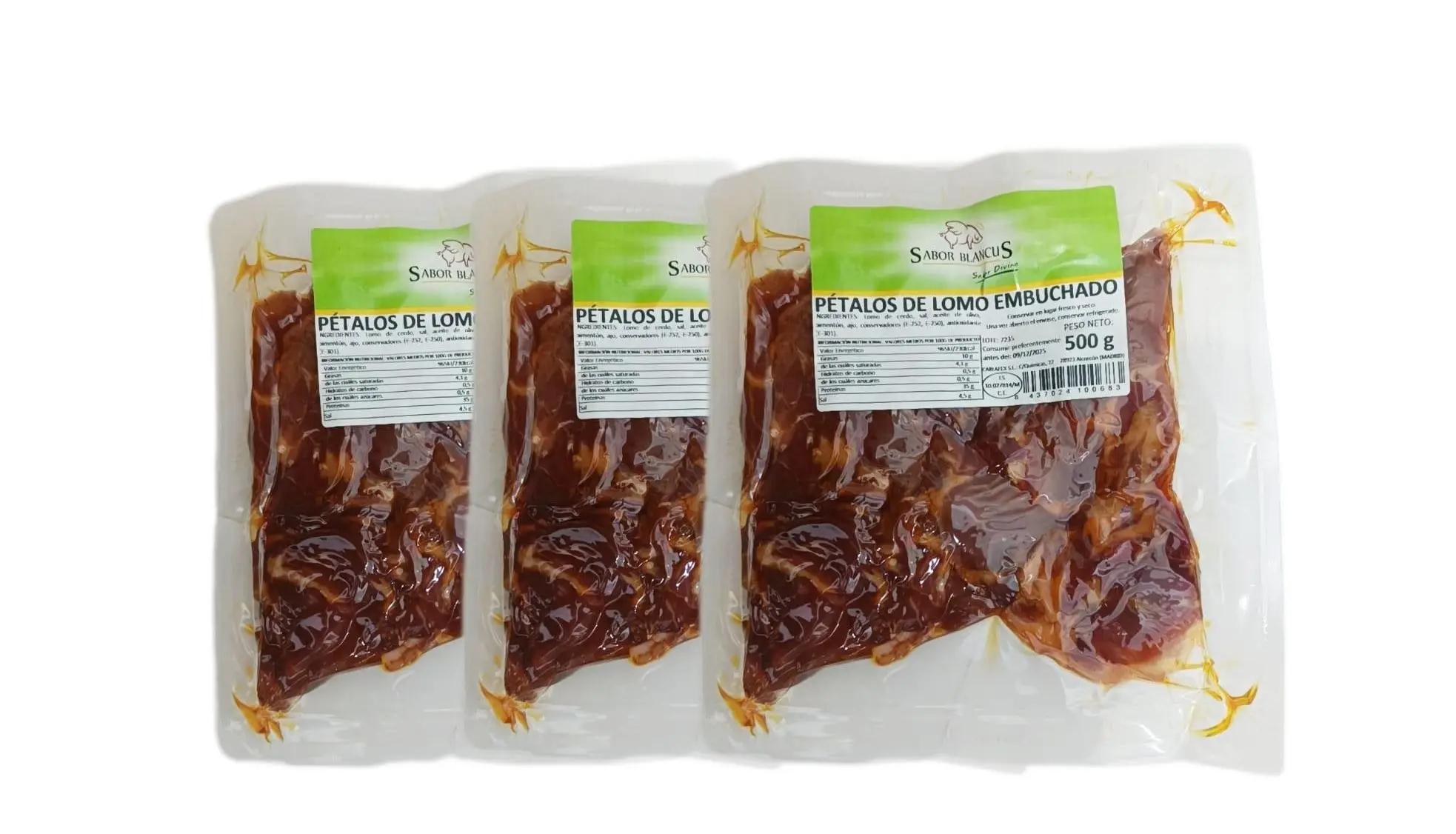Pétalos de Lomo Embuchado 1,5 kg (3 x 500 g) - Sabor Blanco Curado
