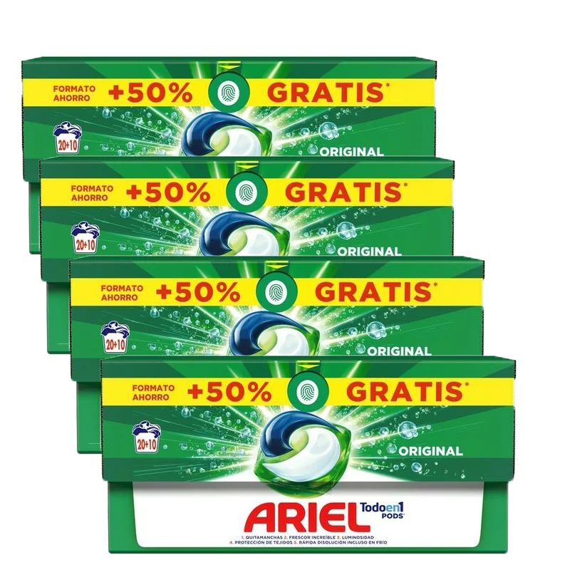 ARIEL All-in detergent Pack-1 Pods 20 + 10 (90 /120 capsules in total) liquid machine