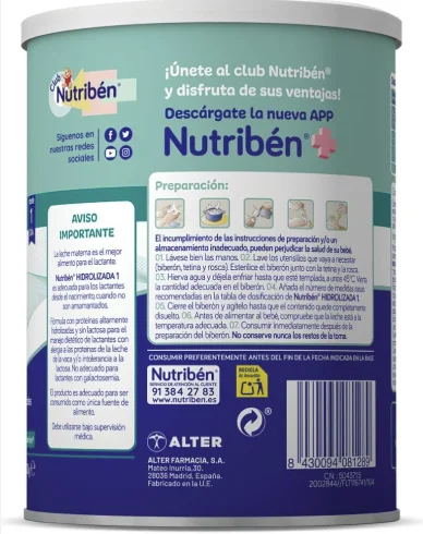 NUTRIBEN hydrolyzed FORMULA 1 400 GR