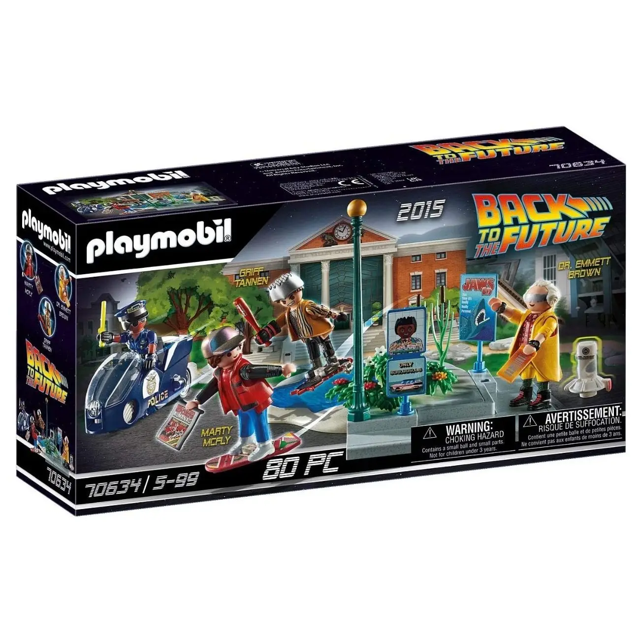 PLAYMOBIL Regreso al futuro persecución en monopatín (70634) con figuras de Marty McFly, el Dr. Emmett Brown, Griff Tannen