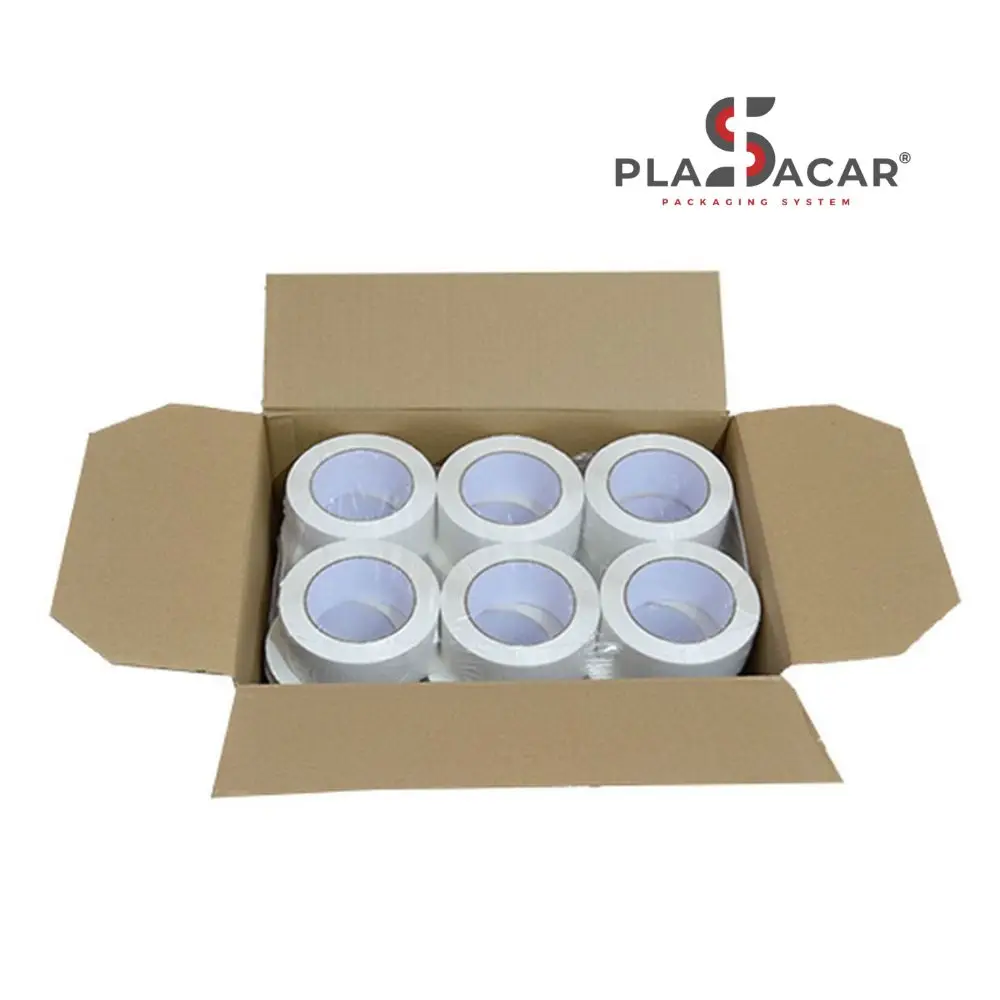 Plasacar S.L.-Pack 36 unid. Cinta Adhesiva PP Acrílica Blanca 48 mm x 126 m.l.