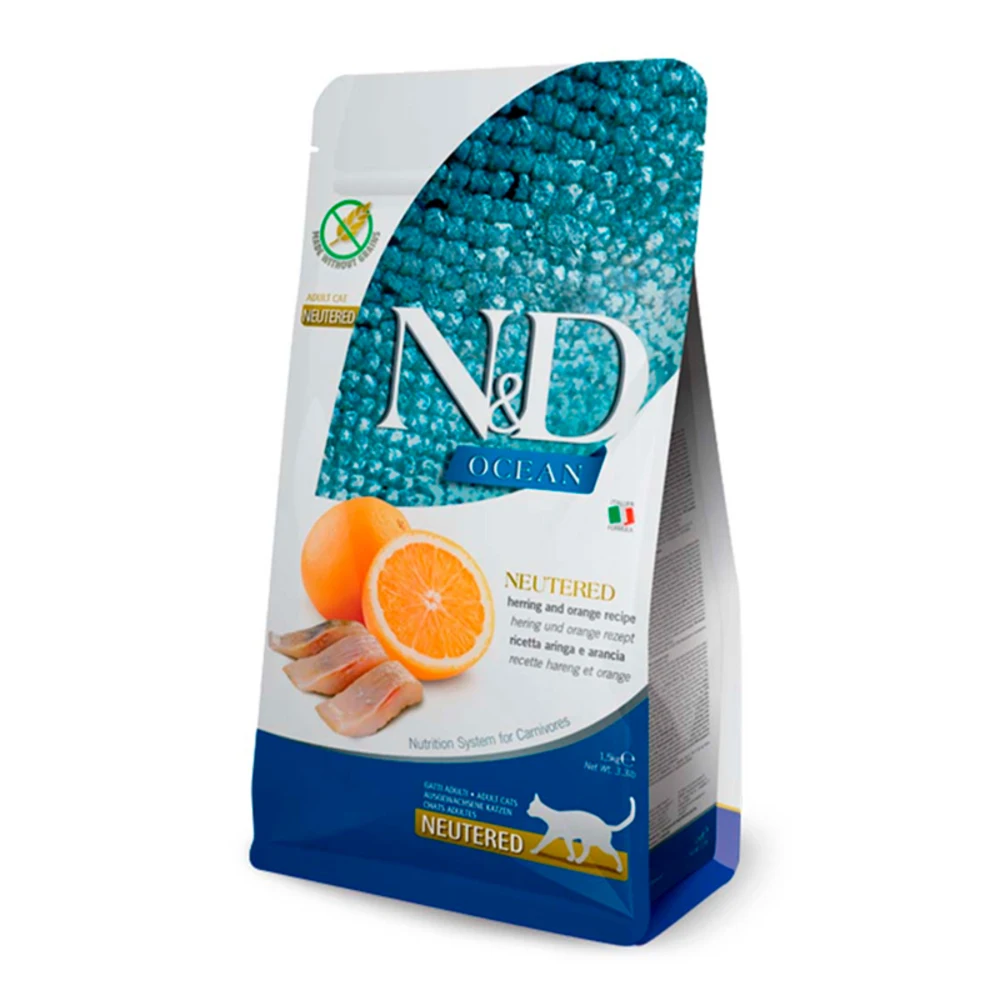 Farmina ND Adult Cat Ocean Neutered -  Pienso para Gatos Esterilizados Sabor a Arenque