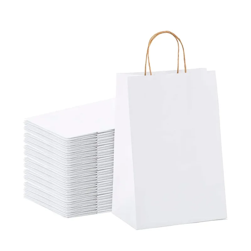 Deliex. 40 Bolsas de papel kraf con asas para regalos. Bolsas para comercios, bolsas reutilizables