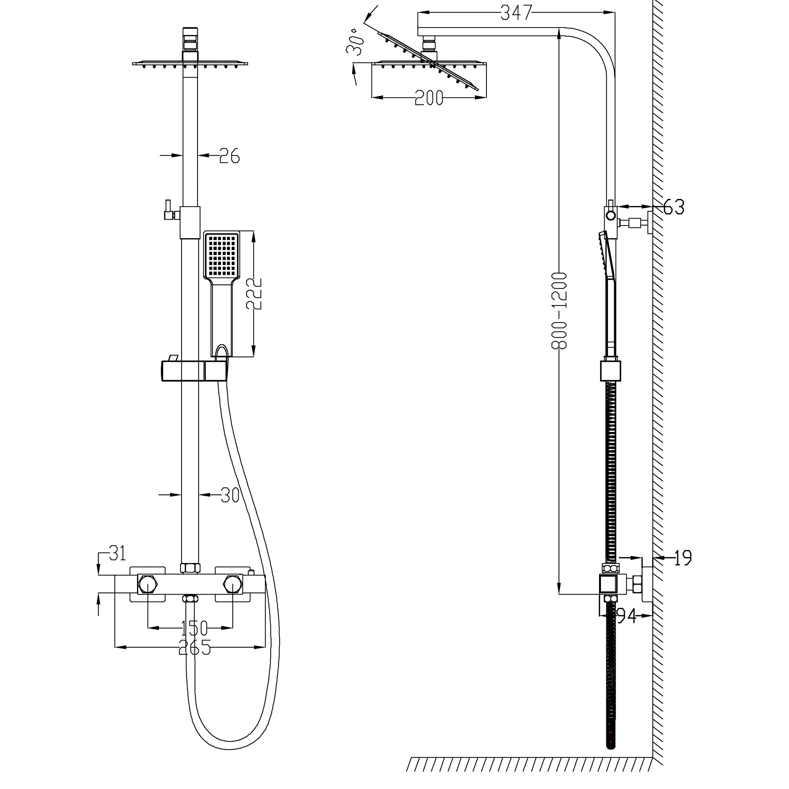 Aica sanitarios aica thermostatic shower column 38 ℃   Square artichoke - shiny chrome finish