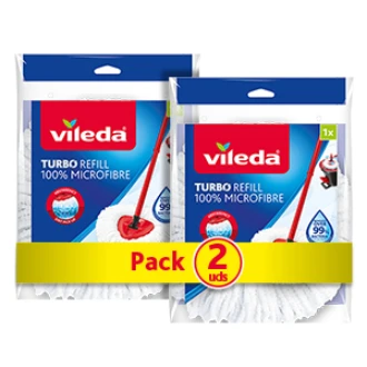 Vileda and Turbo spare parts 100% microfibers and Pack of 2 spare parts and 2 units.