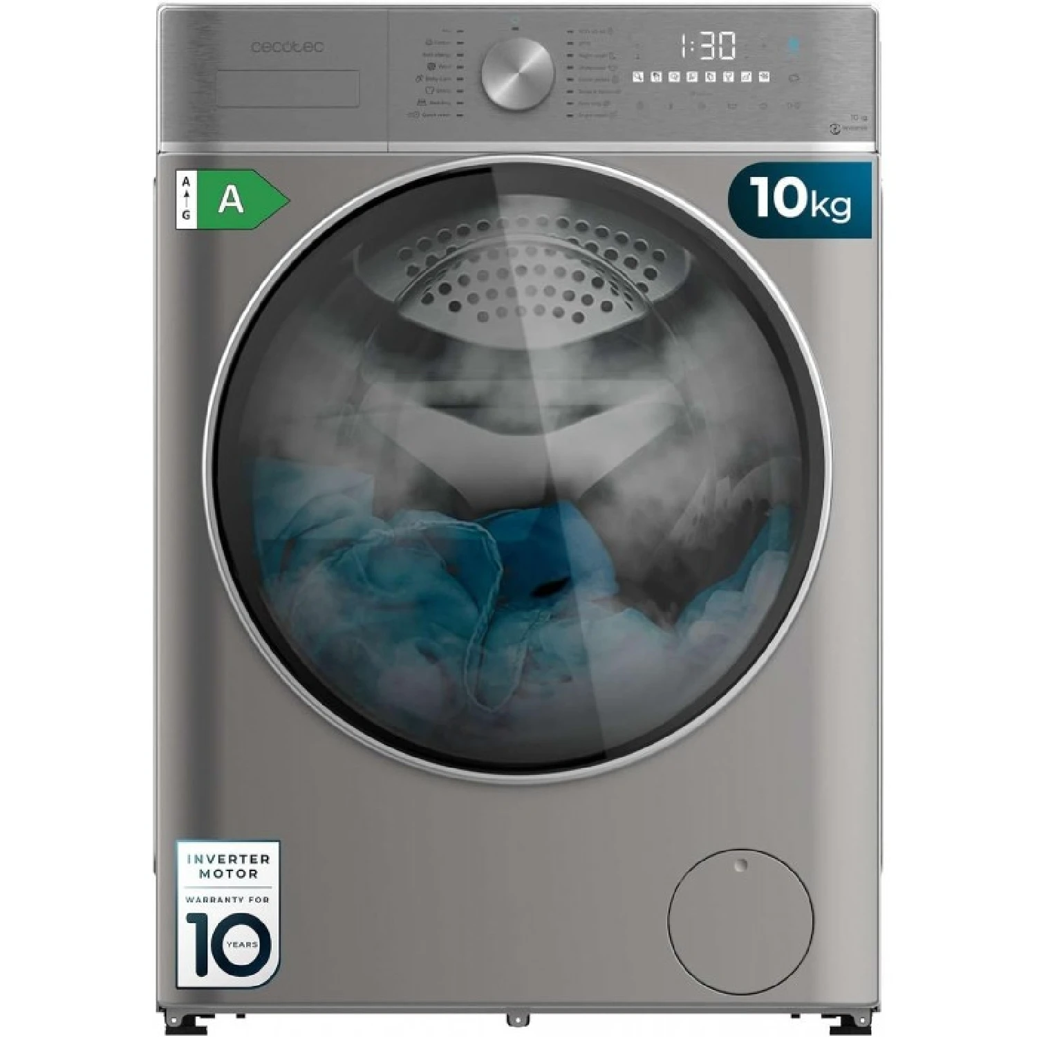 Lavadora de carga frontal Bolero DressCode 10800 Inverter Steel A Cecotec