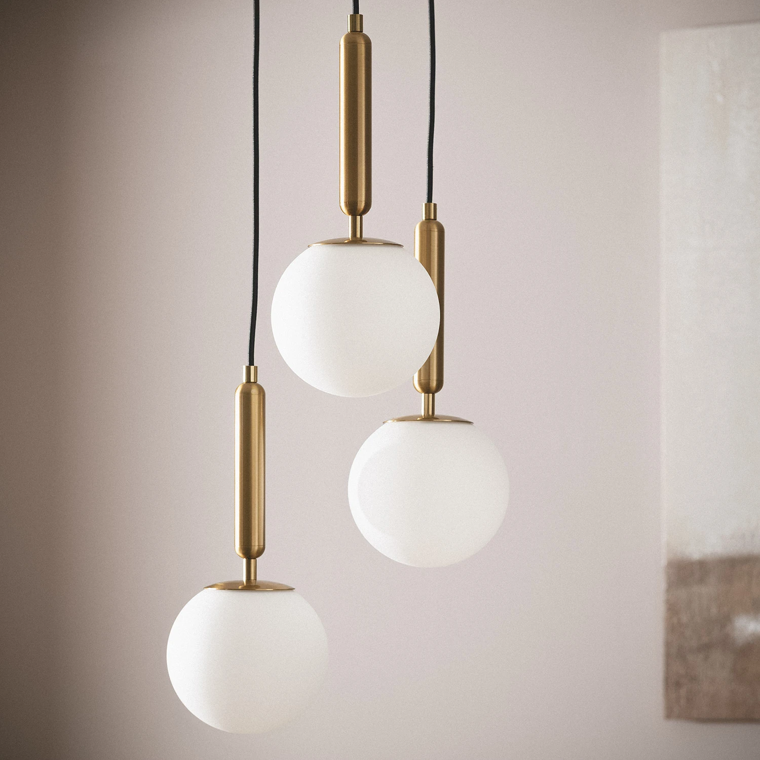 Ledkia Lámpara Colgante Metal y Cristal Tri Oto Dorado
