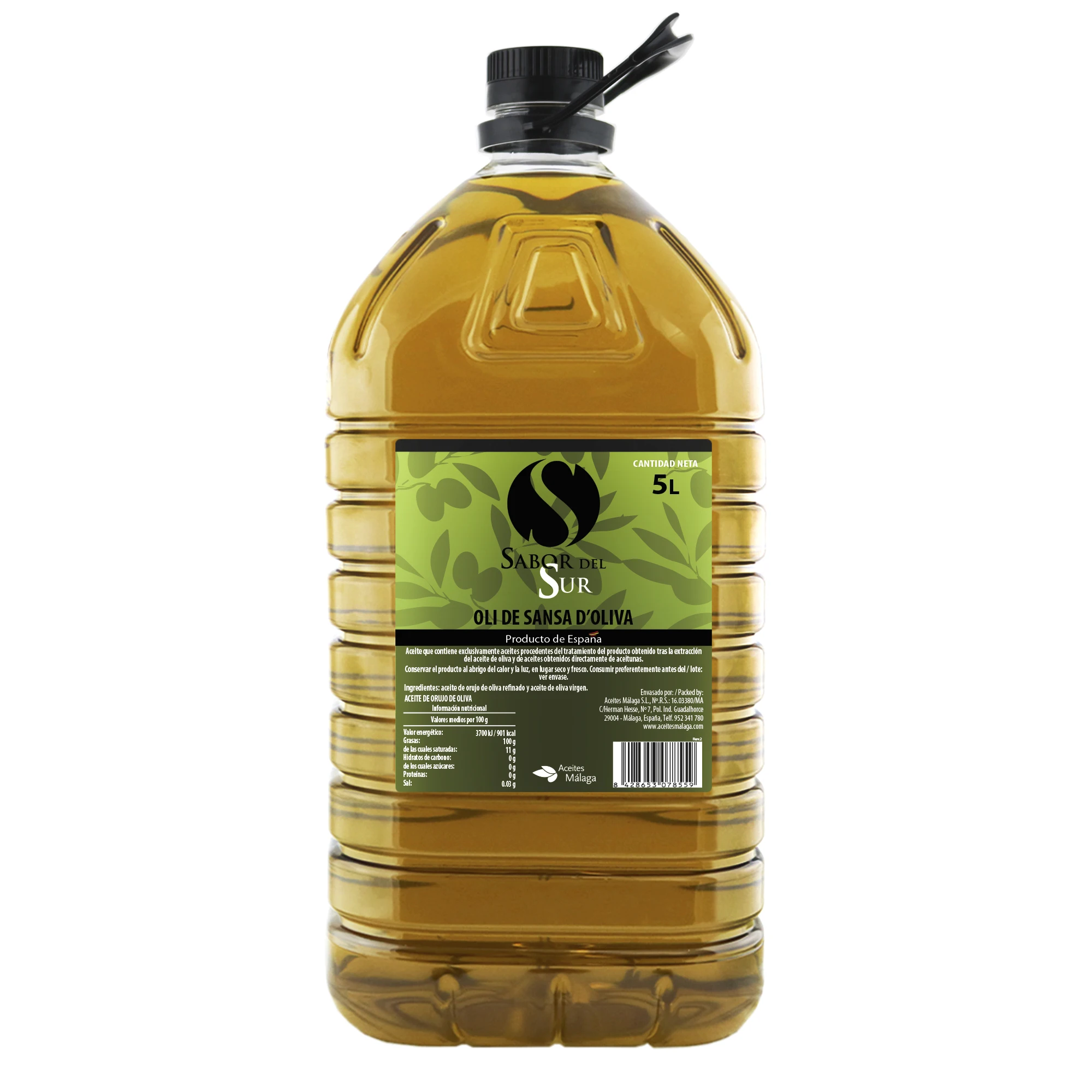 Olive Pomace Oil SANSA flavor of the South PET GARRAFA TRANSP. Black handle 5L