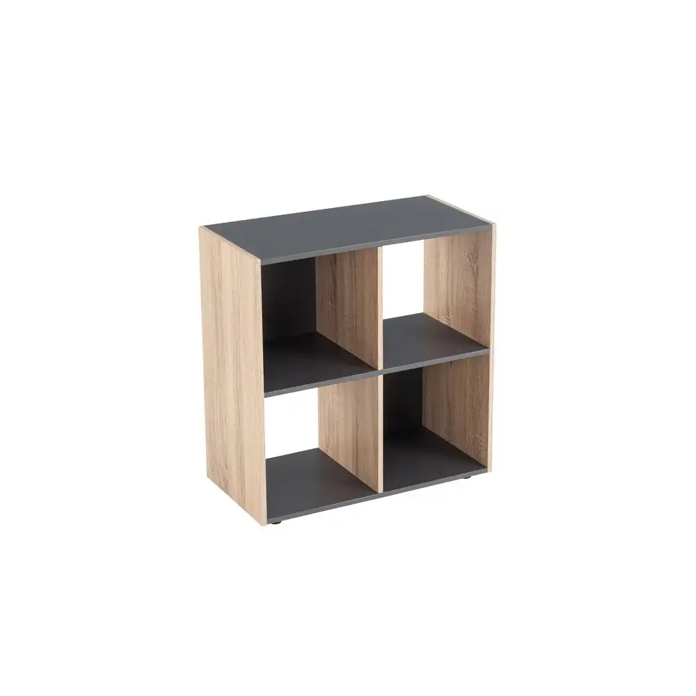 Lola Home Estantería cubo de madera MDF gris y natural de 60x29x62 cm