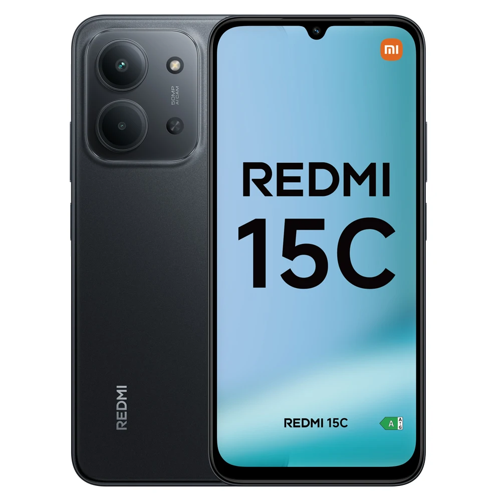 Xiaomi Redmi 15C smartphone with 6.9" HD+ display, MediaTek Helio G81-Ultra processor, dual 50MP AI camera, 6000 mAh battery, and 33W fast charging, featuring Xiaomi HyperOS for a seamless experience.