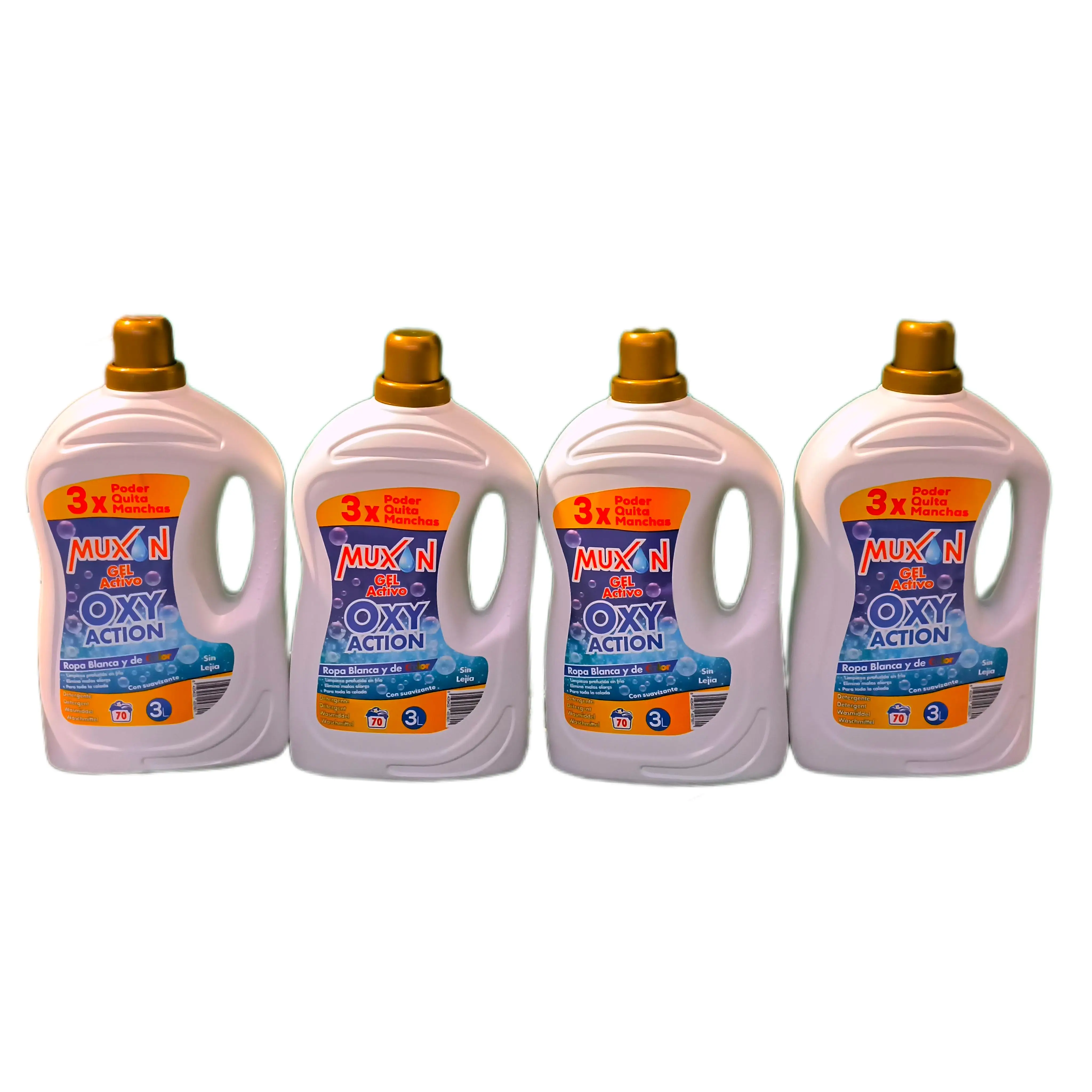 DETERGENTE GEL ACTIVO  OXY ACTION CON SUAVIZANTE,LIMPIEZA IMPECABLE . 3L PACK DE 4 UNI