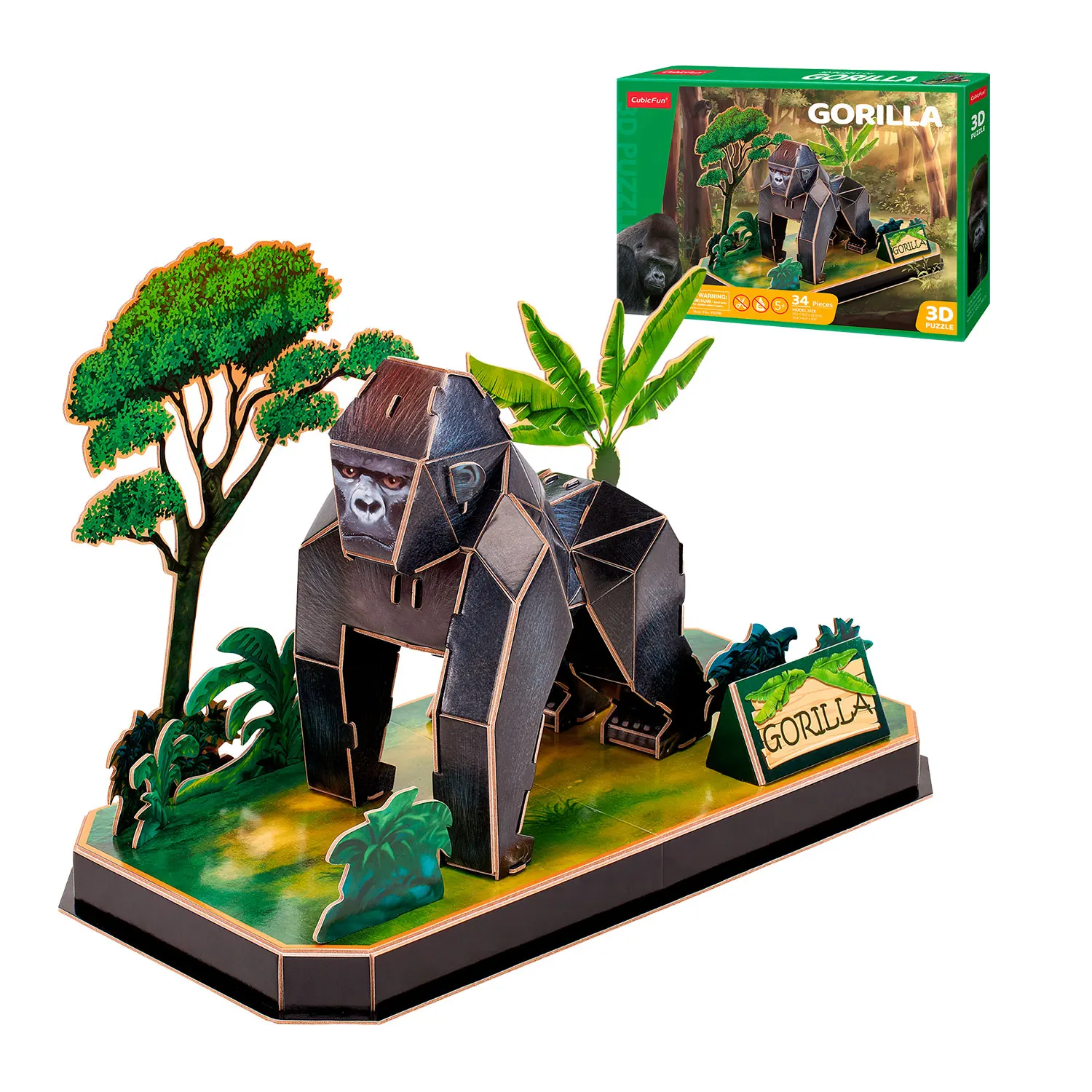 Puzzle 3D Niños Gorila - Maquetas para Montar Niños Y Adultos | Puzzle 5 Años O Más | Puzzles 3D | 34 Piezas | Puzzle 3D Adultos | Regalos para Niños