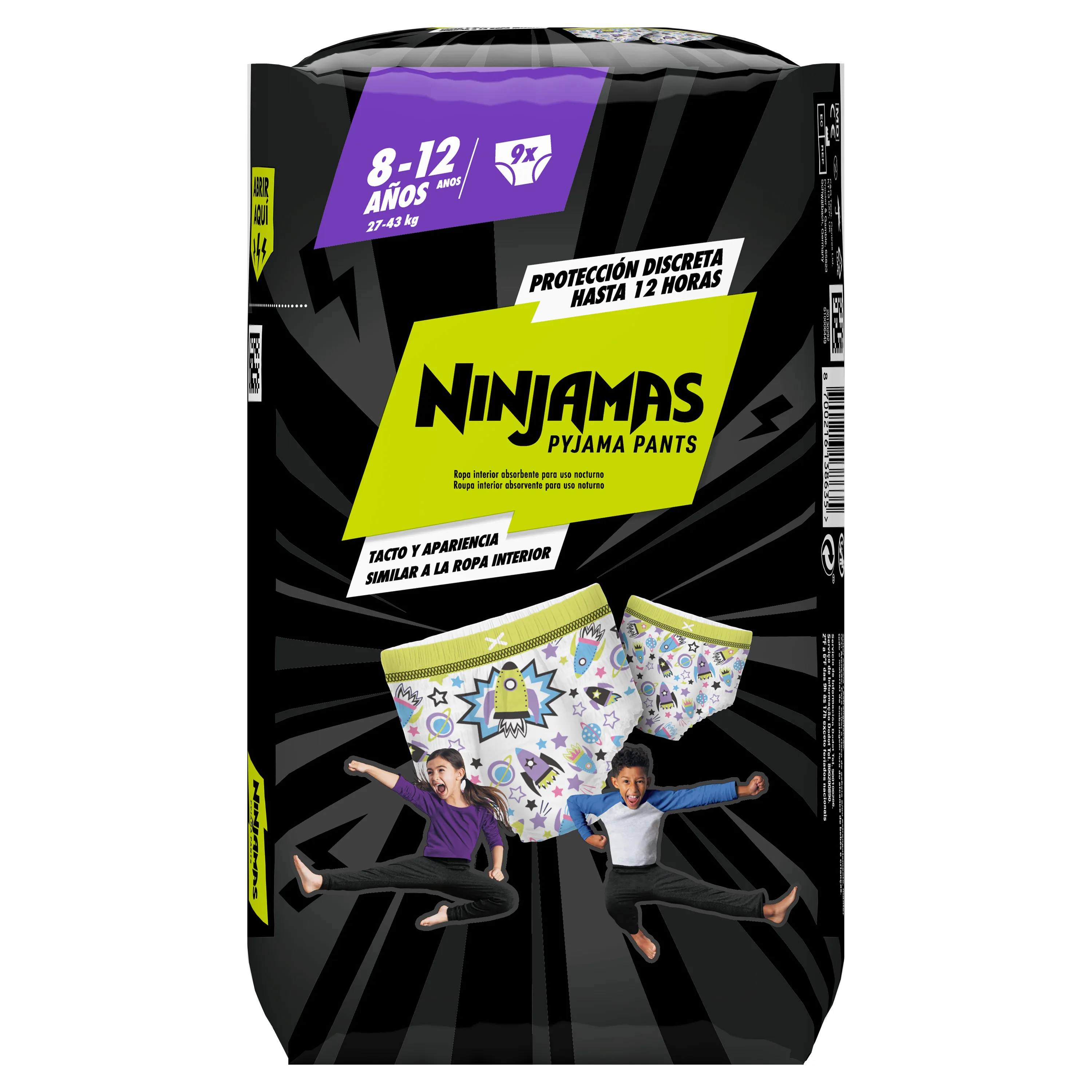 Dodot Ninjamas Carry Pack Cohete Talla 7, 8, pack mensual de 9 a 10 pañales