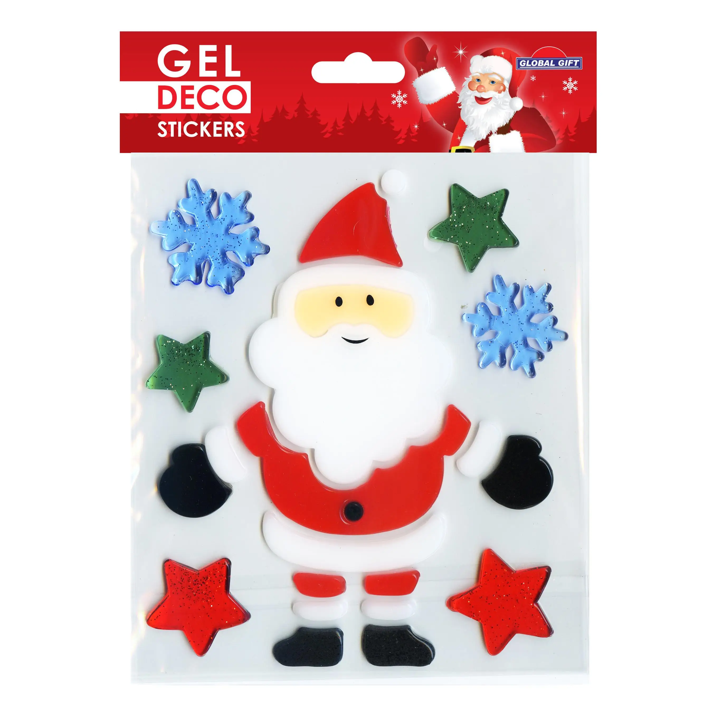 Pegatinas de gel navideñas para ventana, Papá Noel