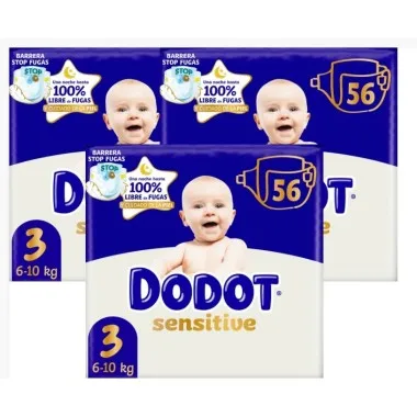 Pañales Dodot Sensitive Talla 3. Pack Ahorro 168 Und