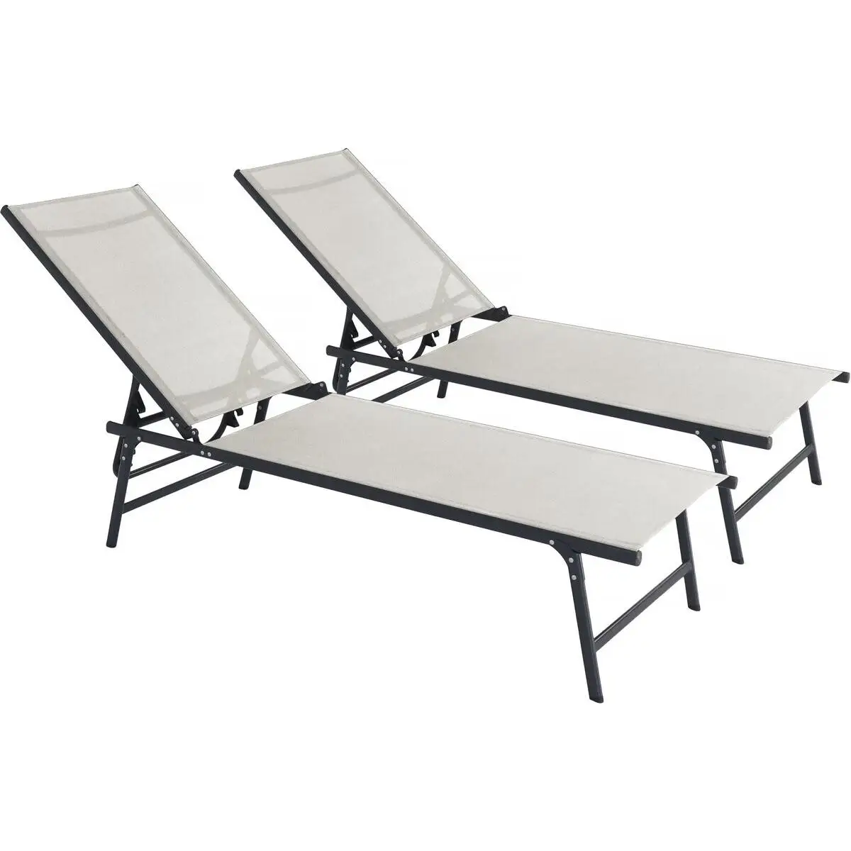 Habitat y Jardin - Juego de 2 tumbonas metálicas "Sublima" - 180 x 54 x 104 cm - Beige
