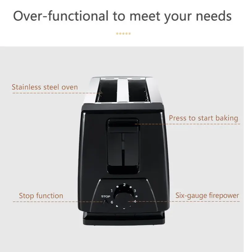 Toaster 2 slots, 700 w, pan toaster 2 slices of stainless steel. Sokany