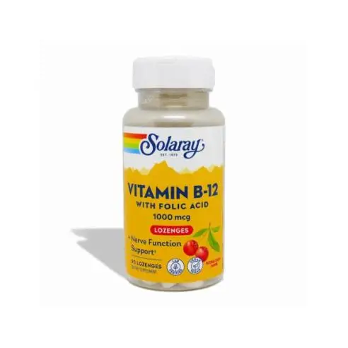 Solaray Vitamina B12 + Ácido Fólico 90 Comprimidos | Energía y Vitalidad