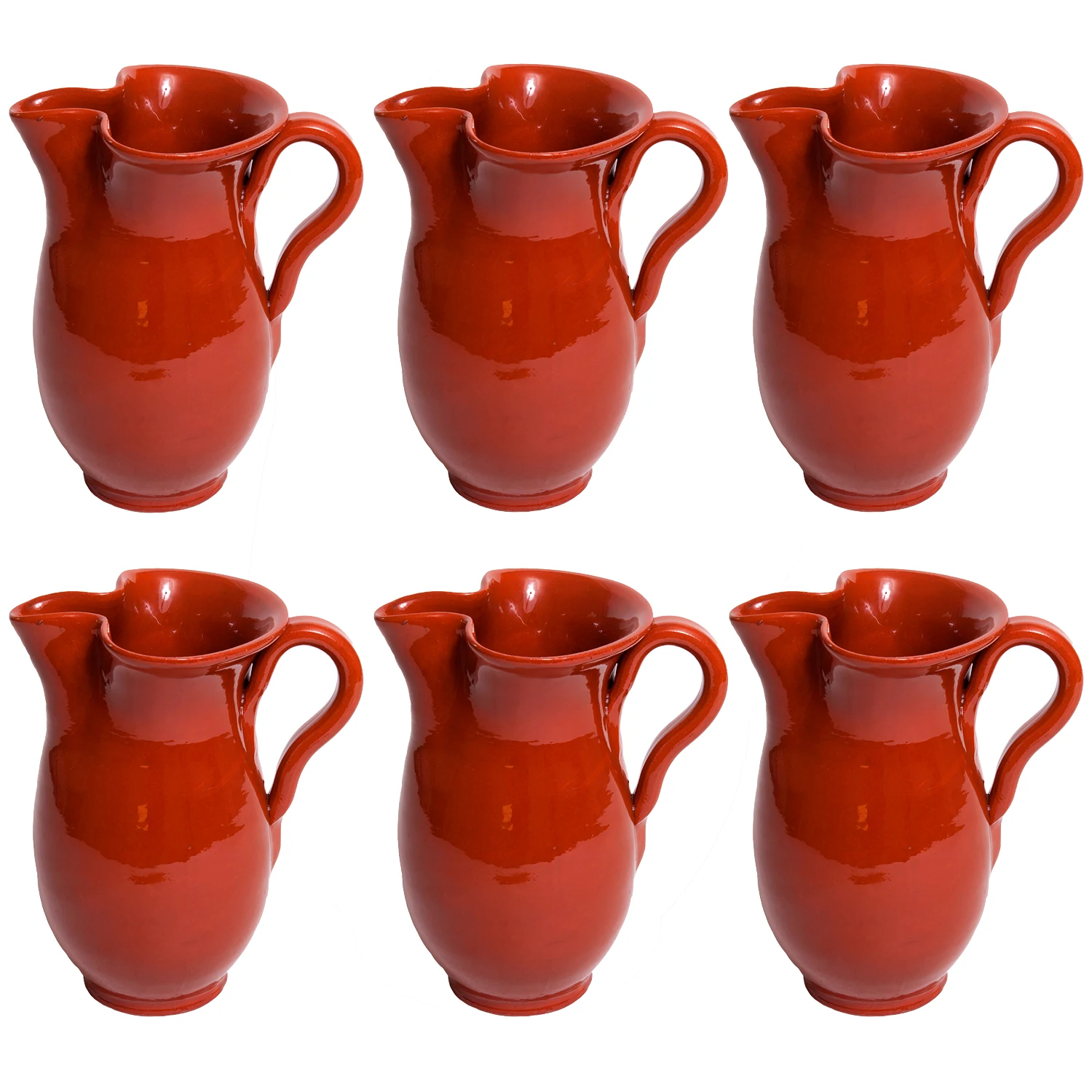 CM-clay jug. Pack 6 units. Available to choose in 2 sizes. Classic Galician clay jug to serve wine, beer, water or any liquid. Container with handle and spout pourer. Traditional clay pot for Bar, restaurants, home