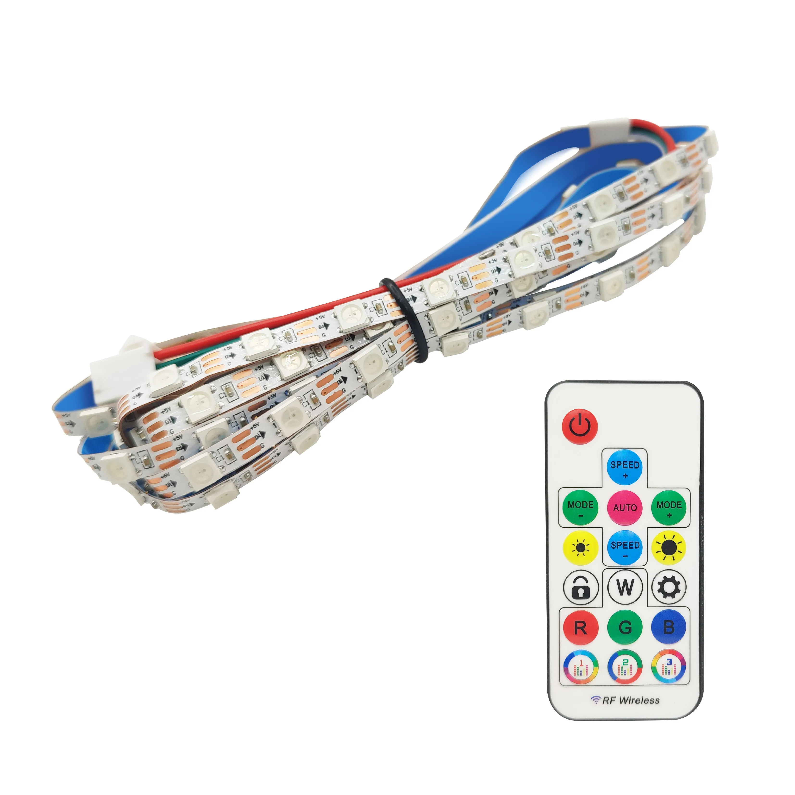 Striscia LED ATOMANT RGB 2M 5V USB, 60 LED/m con taglio ogni 50 cm, Illuminazione decorativa per interni con telecomando incluso per controllare colori, modalità e luminosità, Ideale per TV, PC,