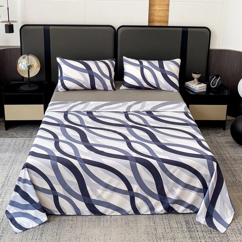 Juego de sábanas 4 piezas cama 135cm/150cm/180cm Estampado simple de olas