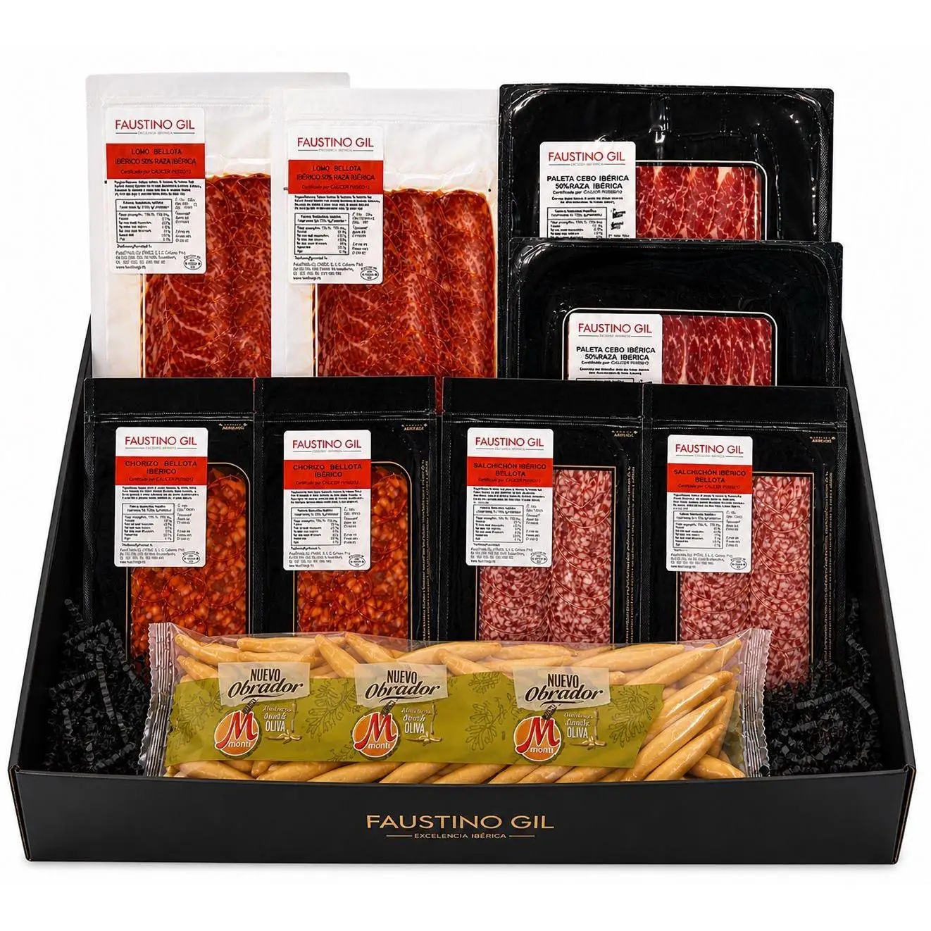 Edición Mundial – Pack Ibérico Gourmet Premium Faustino Gil con Paleta, Lomo, Salchichón, Chorizo + Picos Rústicos de Regalo - IBÉRICOS FASUTINO GIL