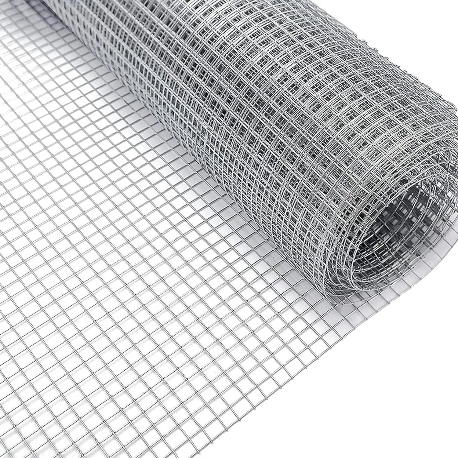 Malla Metálica Electrosoldada Galvanizada. Perfecta para plantas y animales, múltiples usos. Rollo Varias medidas . Grosor del Cable 0.9 mm. Plateado