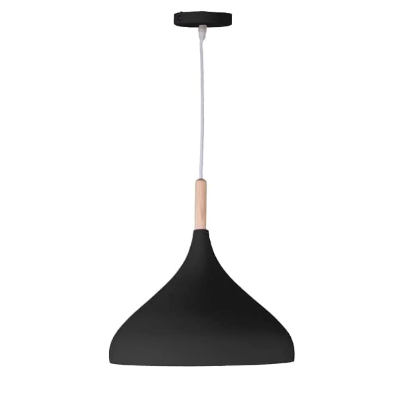 BEL AIR HOME - Lámpara colgante BAVIERA de metal y madera, altura ajustable para salón, comedor o rincón de lectura, diámetro 30 cm, compatible con bombilla E27 (no incluida)