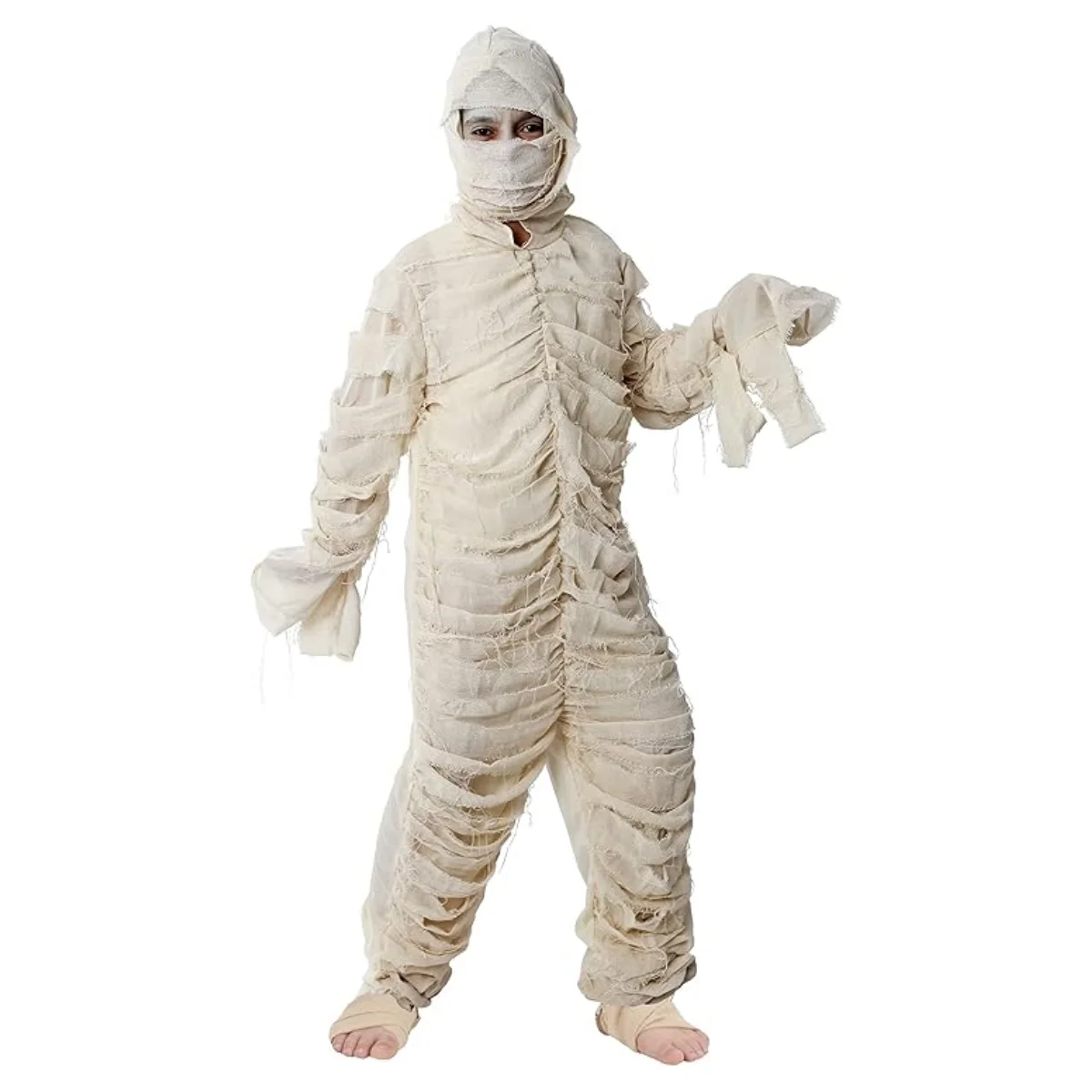 Halloween kids Egyptian kids mummy costume Canaval (contains: bandage jumpsuit with Hood, bandage strip)