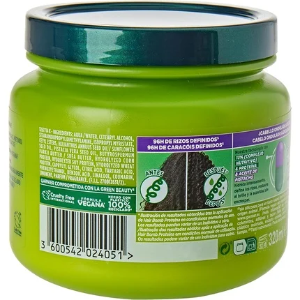 Garnier Hair mask Nutri curls Hair Bomb protein pistachio oil jar 320 Ml for curly or wavy Hair