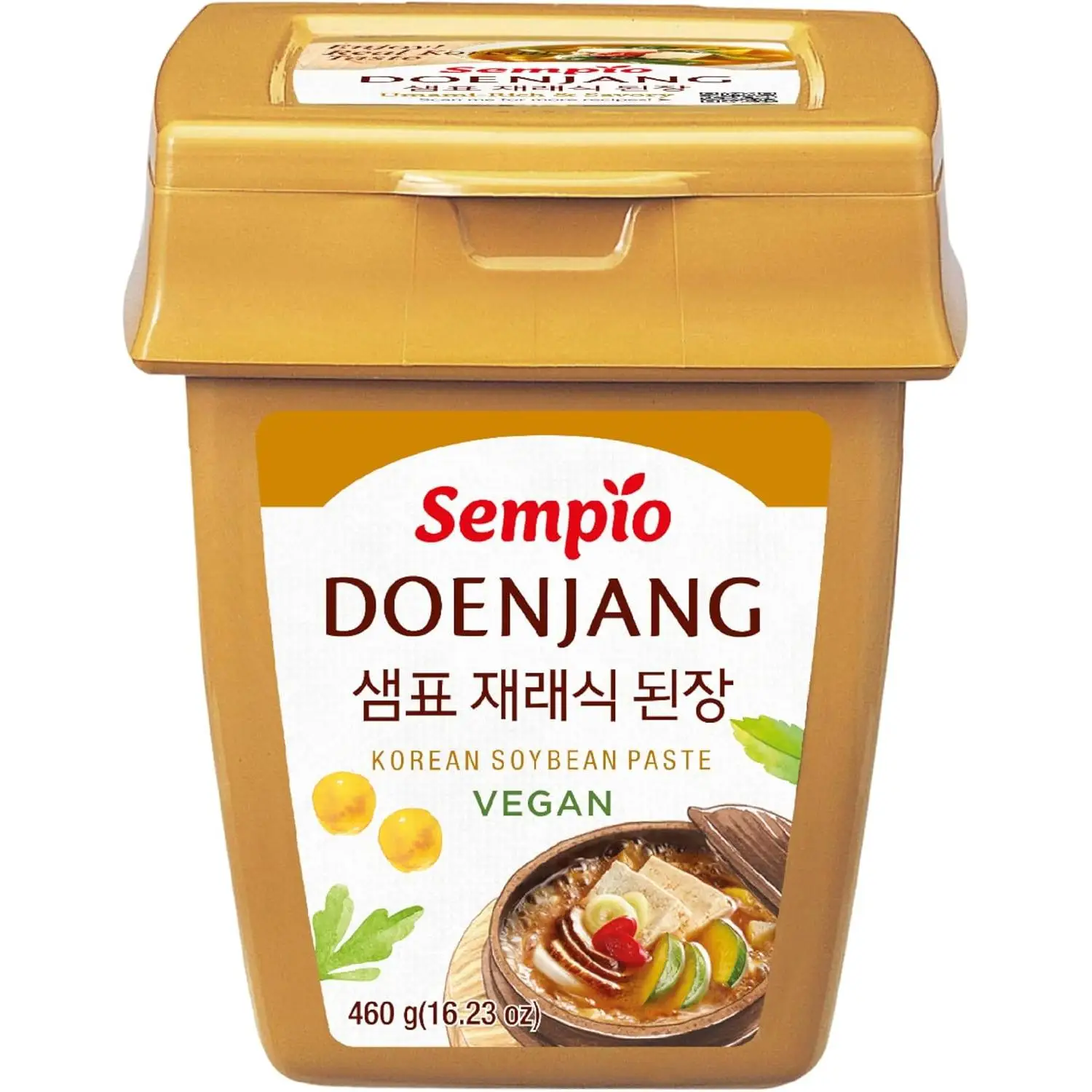 Pasta de Soja Coreana Sempio Doenjang (460g) - Sabor Umami, Auténtica Salsa Miso Tradicional Vegana y Libre de Conservantes