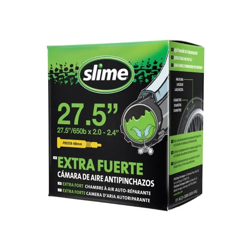 SLIME | Cámara De 27.5x2.00-2.40 Antipinchazos Válvula Presta - Las cámaras MTB antipinchazos de Slime contienen en su interior el volumen preciso de sellante