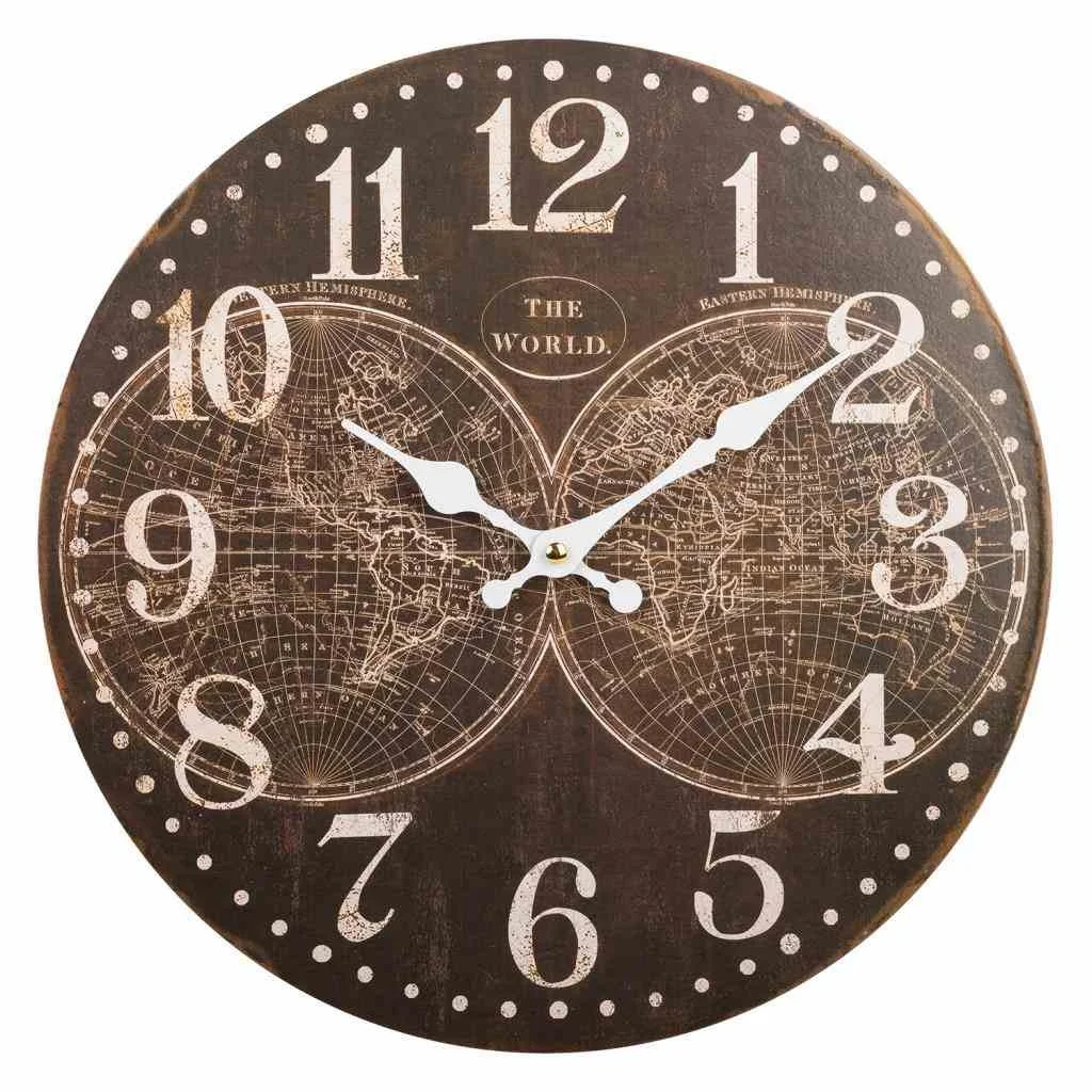 Wonderlust Deco - Reloj de pared de madera negro d34x2 cm Negro D34x2h cm