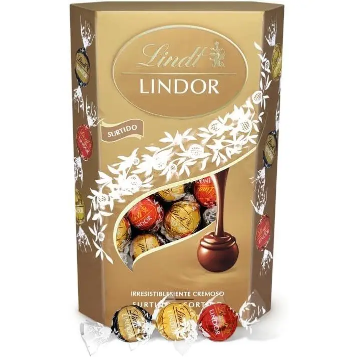 1 unidad Lindt bombones 200g LINDOR SURTIDO CORNET (chocolate negro al 70% de cacao, chocolate con leche, chocolate negro, delicioso bombón con interior de chocolate cremoso)